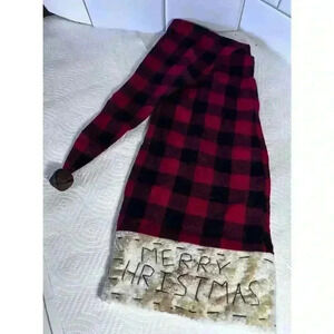 Christmas Tree Topper Santa Claus Hat Red Buffalo Plaid - 3 Ft Merry Christmas